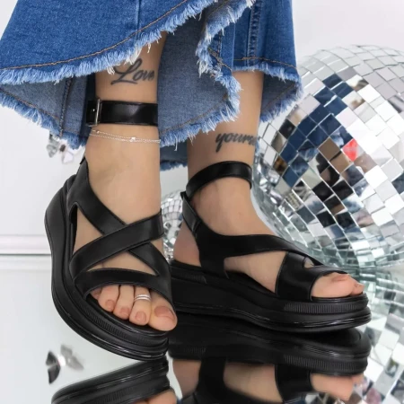 Sandale Dama cu Platforma 3GZ73 Negru » Reina.Ro