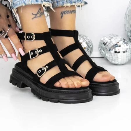 Sandale Dama cu Talpa Joasa 3HXS51 Negru » Reina.Ro