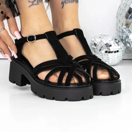 Sandale Dama cu Toc si Platforma 3GZ63A Negru » Reina.Ro
