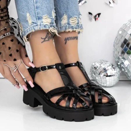 Sandale Dama cu Toc si Platforma 3GZ63A Negru » Reina.Ro