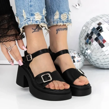 Sandale Dama cu Toc si Platforma 3GZ90 Negru » Reina.Ro