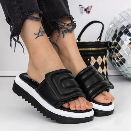 Papuci Dama cu Talpa Joasa 3GH22 Negru » Reina.Ro