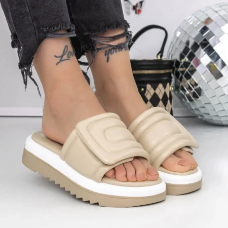 Papuci Dama cu Talpa Joasa 3GH22 Crem » Reina.Ro