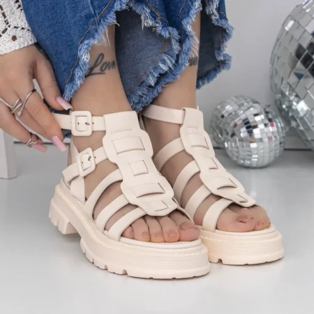 Sandale Dama cu Talpa Joasa 3HXS52 Bej » Reina.Ro