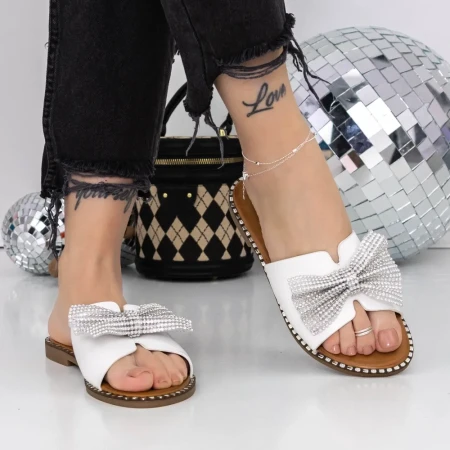 Papuci Dama cu Talpa Joasa 3LE58 Alb » Reina.Ro