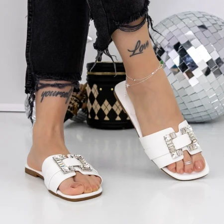 Papuci Dama cu Talpa Joasa 562-1 Alb » Reina.Ro