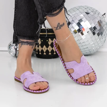 Papuci Dama cu Talpa Joasa 3BL3 Mov » Reina.Ro