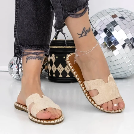 Papuci Dama cu Talpa Joasa 3BL3 Bej » Reina.Ro