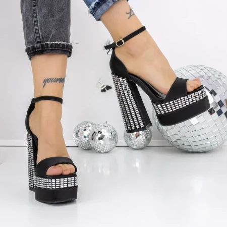 Sandale Dama cu Toc si Platforma 3XKK159 Negru » Reina.Ro