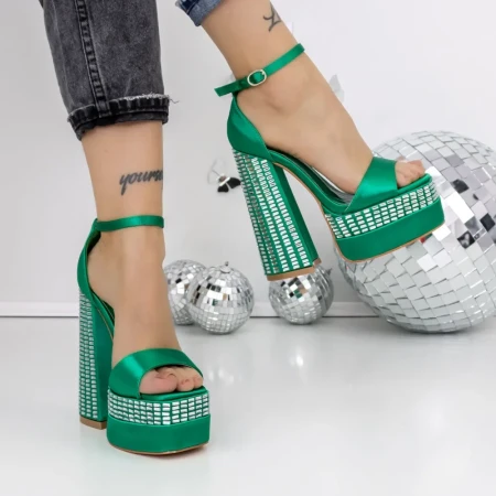Sandale Dama cu Toc si Platforma 3XKK159 Verde » Reina.Ro