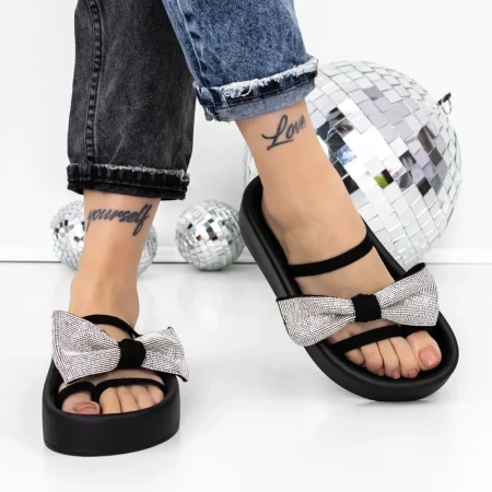 Papuci Dama cu Talpa Joasa 3JF38 Negru » Reina.Ro