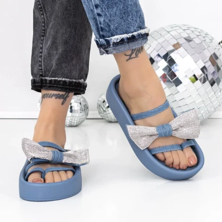 Papuci Dama cu Talpa Joasa 3JF38 Albastru » Reina.Ro