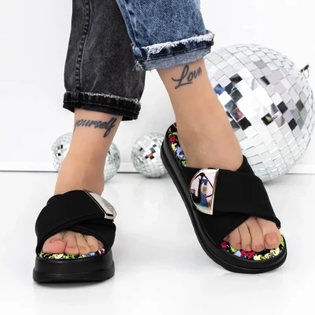 Papuci Dama cu Platforma 3HXS80 Negru » Reina.Ro