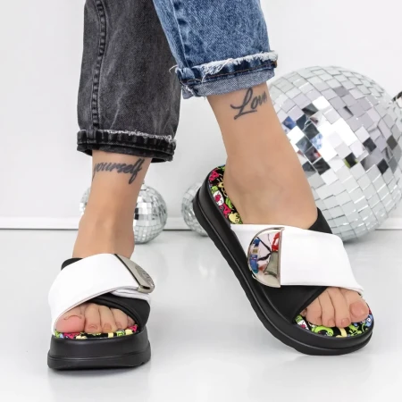 Papuci Dama cu Platforma 3HXS80 Alb » Reina.Ro