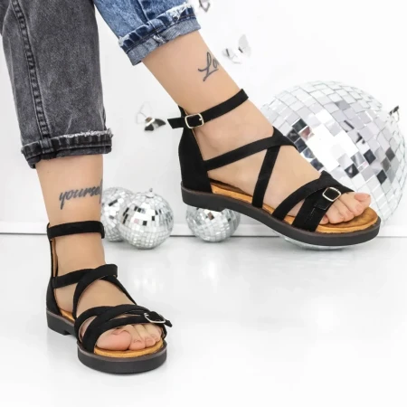 Sandale Dama cu Talpa Joasa 3H29 Negru » Reina.Ro