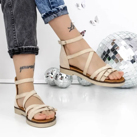 Sandale Dama cu Talpa Joasa 3H29 Bej » Reina.Ro