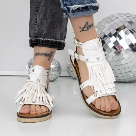 Sandale Dama cu Talpa Joasa 3H27 Alb » Reina.Ro