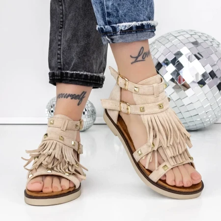 Sandale Dama cu Talpa Joasa 3H27 Bej » Reina.Ro