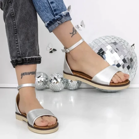 Sandale Dama cu Talpa Joasa 3H25 Argintiu » Reina.Ro