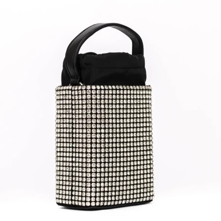 Geanta de mana A01 Negru-Argintiu » Reina.Ro