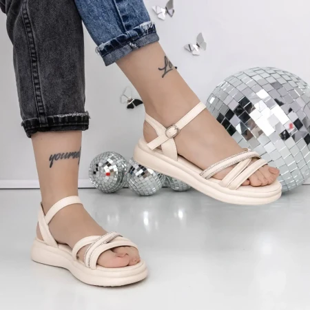 Sandale Dama cu Talpa Joasa 3AW293 Bej » Reina.Ro