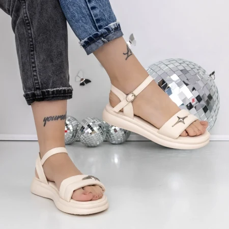 Sandale Dama cu Talpa Joasa 3AW292 Bej » Reina.Ro