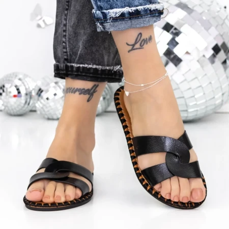 Papuci Dama cu Talpa Joasa 3BL2 Negru » Reina.Ro
