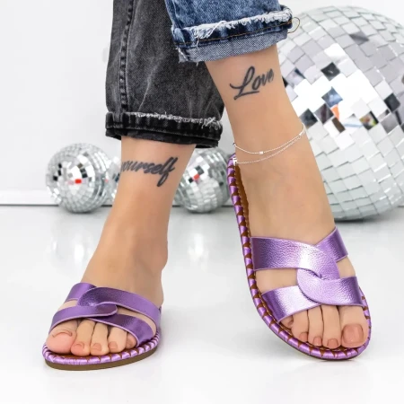 Papuci Dama cu Talpa Joasa 3BL2 Mov » Reina.Ro