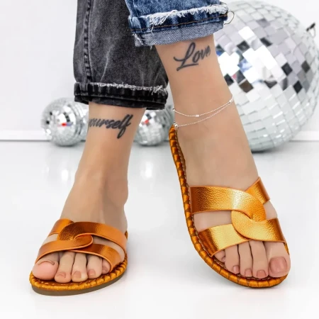 Papuci Dama cu Talpa Joasa 3BL2 Portocaliu » Reina.Ro