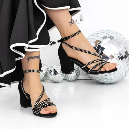 Sandale Dama cu Toc Gros 3XKK153 Negru » Reina.Ro