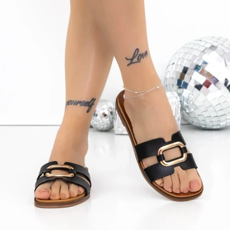 Papuci Dama cu Talpa Joasa 3GZ99 Negru » Reina.Ro