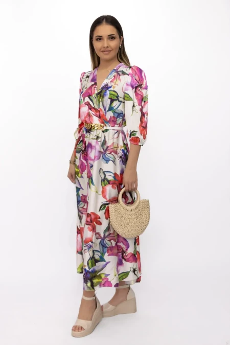 Rochie Dama 75724 Alb-Roz » Reina.Ro