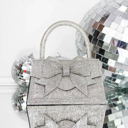 Geanta de mana BA81 Negru-Argintiu » Reina.Ro