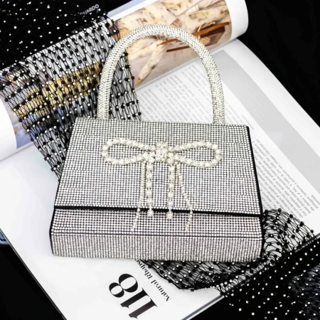 Geanta de mana BA80 Negru-Argintiu » Reina.Ro