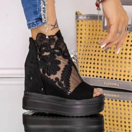 Sandale Dama cu Platforma 3AW285 Negru » Reina.Ro