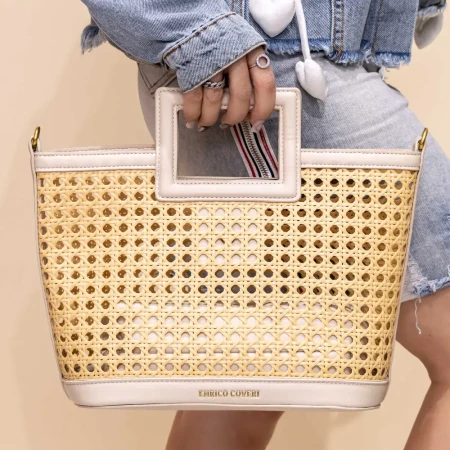 Geanta de mana 2 Piese EC6068 Bej » Reina.Ro