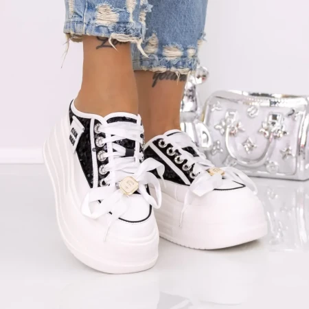 Pantofi Sport Dama cu Platforma 3359-5 Negru | Mei » Reina.Ro