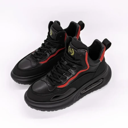 Pantofi Sport Barbati din piele naturala 83107 Negru-Ros... » Reina.Ro