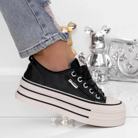 Pantofi Sport Dama cu Platforma 3AL61 Negru | Mei » Reina.Ro