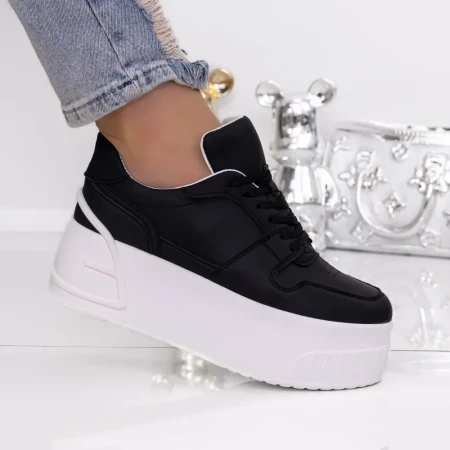 Pantofi Sport Dama cu Platforma 3AL28 Negru | Mei » Reina.Ro