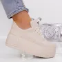 Pantofi Sport Dama cu Platforma 3AL28 Bej | Mei » Reina.Ro