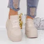 Pantofi Sport Dama cu Platforma 3AL28 Bej | Mei » Reina.Ro