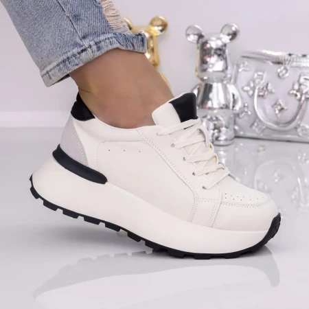 Pantofi Sport Dama cu Platforma 3AL10 Bej | Mei » Reina.Ro