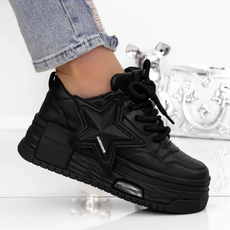 Pantofi Sport Dama cu Platforma 3AL65 Negru | Mei » Reina.Ro