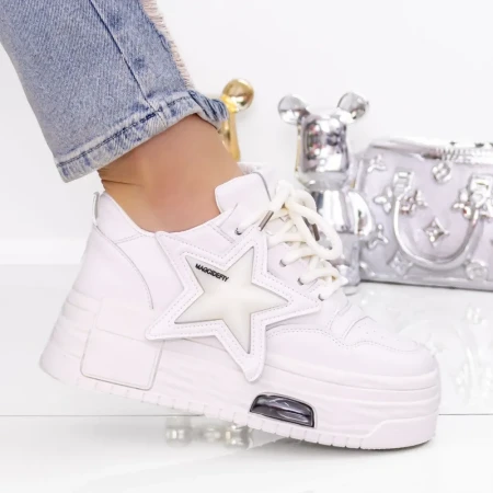 Pantofi Sport Dama cu Platforma 3AL65 Alb | Mei » Reina.Ro