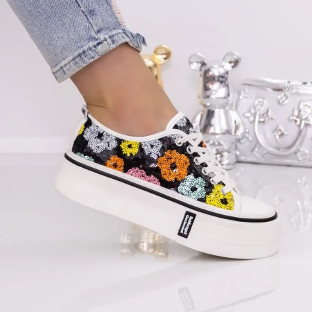 Pantofi Sport Dama cu Platforma 3AL19 Negru | Mei » Reina.Ro