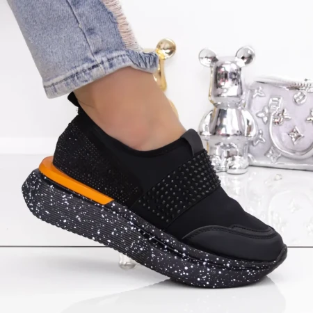 Pantofi Sport Dama cu Platforma 3AL22 Negru-Portocaliu |... » Reina.Ro