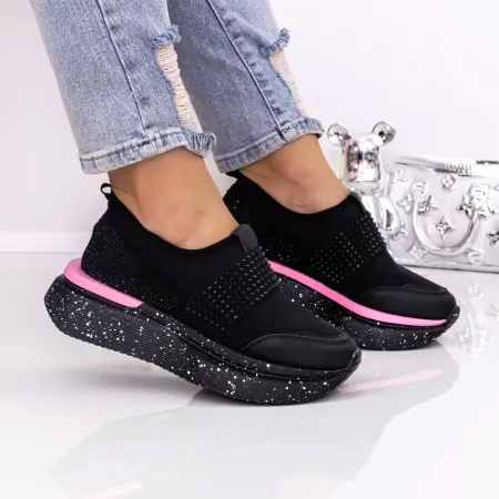 Pantofi Sport Dama cu Platforma 3AL22 Negru-Mov | Mei » Reina.Ro
