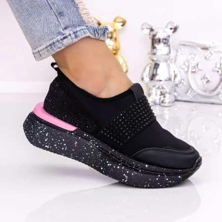 Pantofi Sport Dama cu Platforma 3AL22 Negru-Mov | Mei » Reina.Ro