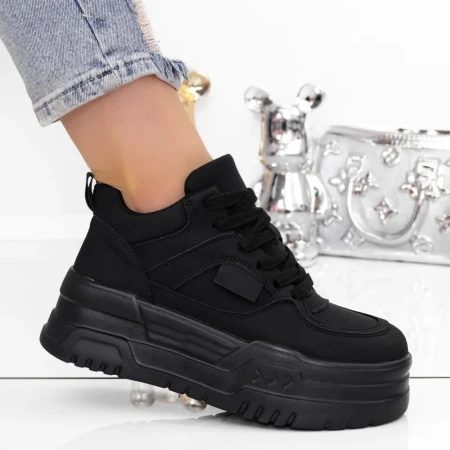 Pantofi Sport Dama cu Platforma 3AL12 Negru | Mei » Reina.Ro